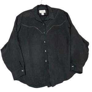 Vtg Longhorn Niver Western Wear Rhinestone Etched Buttons Western Chic Shirt 2XL